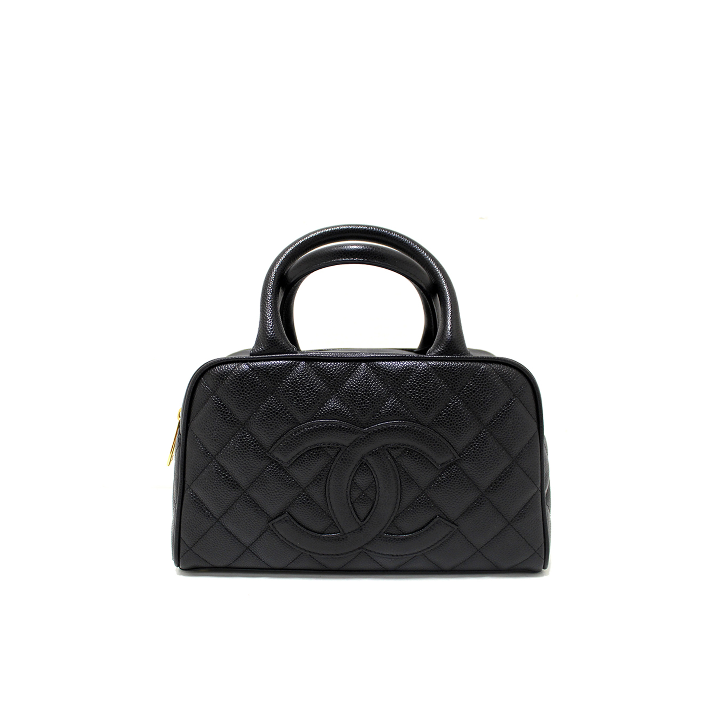 CHANEL MASTER BLACK CAVIAR SMALL BOWLER HANDBAG 71303 (25*15*7cm)